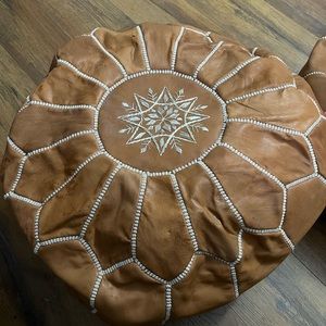 Genuine Leather Moroccan Ottoman without filling